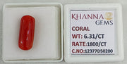 6.31/CT Natural Red Coral With Govt. Lab Certificate-12377D50200